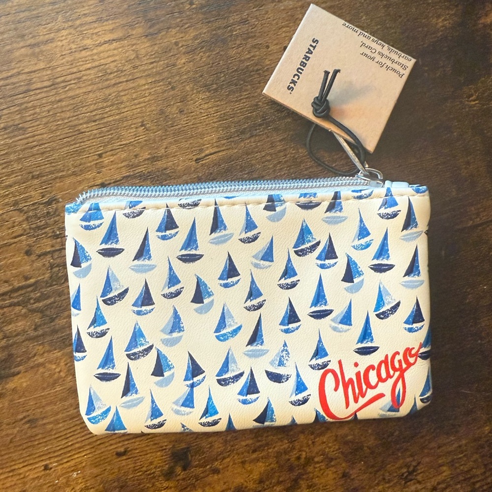 Starbucks Chicago Blue & White Sailboat Card Pouch